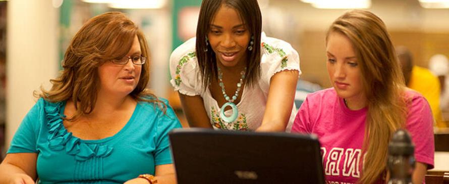 Girls at a computer